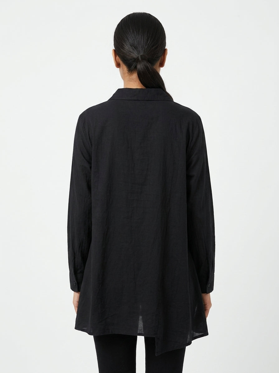 Black Relaxed Fit Tunic Top