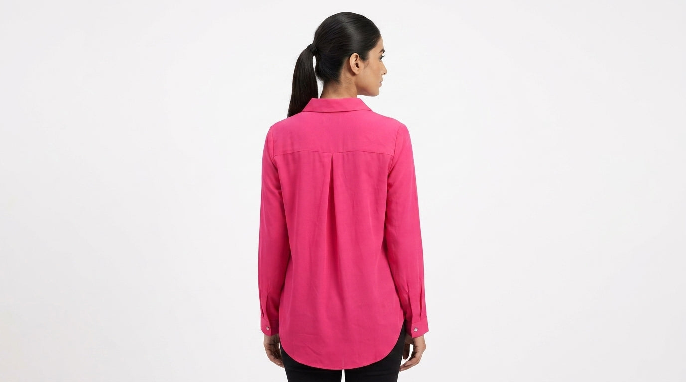 Pink Solid Regular Fit Casual Shirt