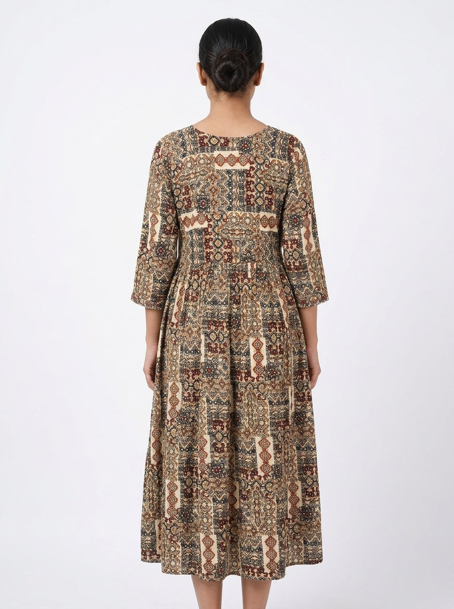 Multi-Color Printed Flared Casual Dress