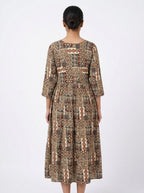 Multi-Color Printed Flared Casual Dress