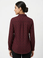 Wine Abstract Print Casual Shirt