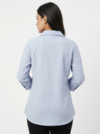 Light Blue Self-Design Casual Shirt
