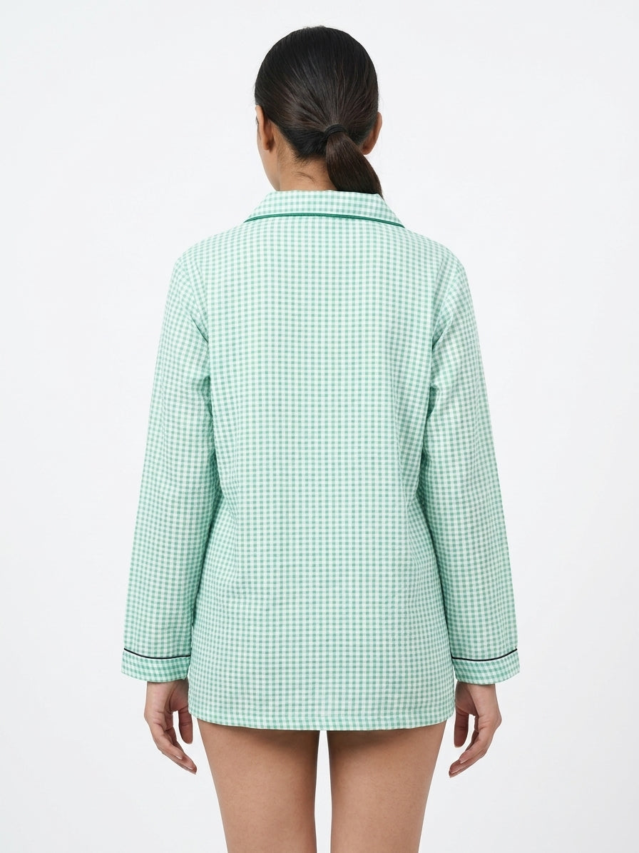 Mint Green Checkered Full Sleeve Casual Shirt
