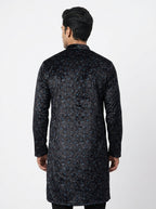 Black Floral Printed Long Sleeve Kurti