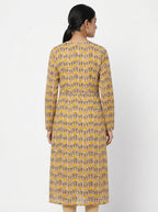 Women's Yellow Floral Printed Cotton Kurti