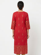 Red Ethnic Print Kurti