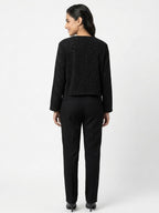 Black Embellished Regular Fit Jacket