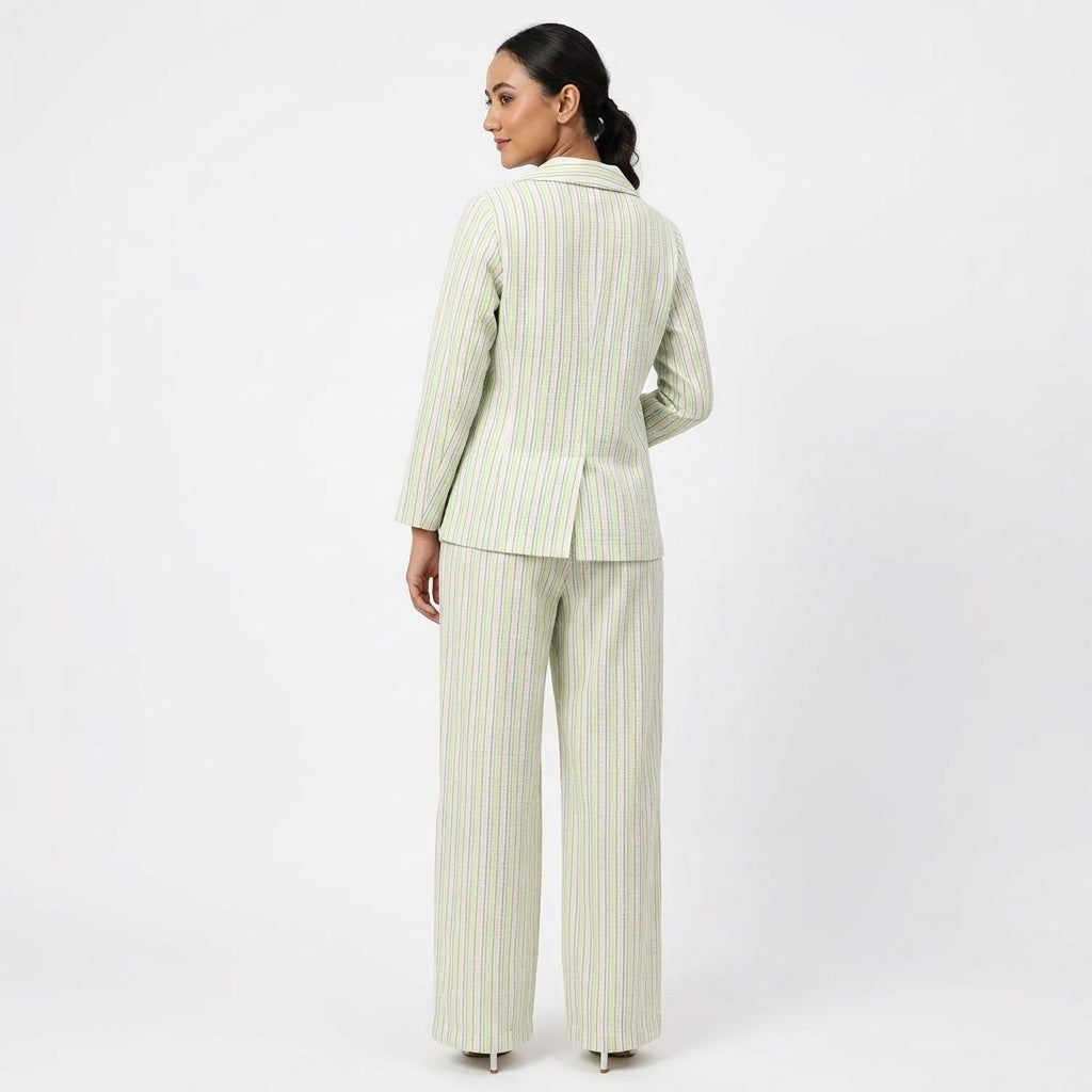 Unbalanced Striped Double-Breasted Co-Ord Set