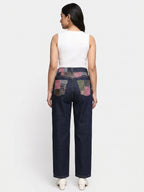 Embroidered Patch Denim Jeans