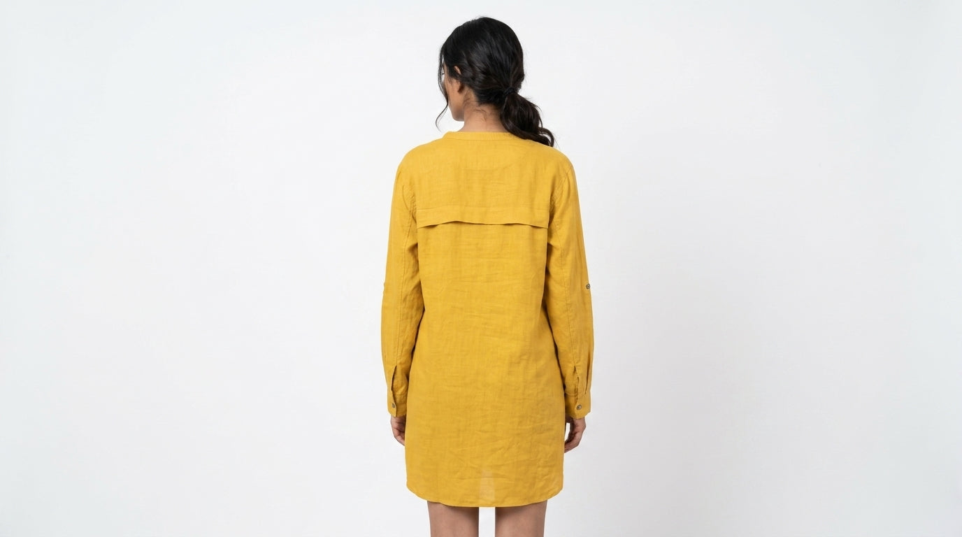 Solid Yellow Cotton Kurti