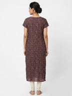 Plum Floral Embellished Kurti