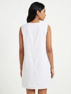 White Floral Bird Print Sleeveless Dress