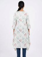 White Botanical Print Relaxed Fit Kurti