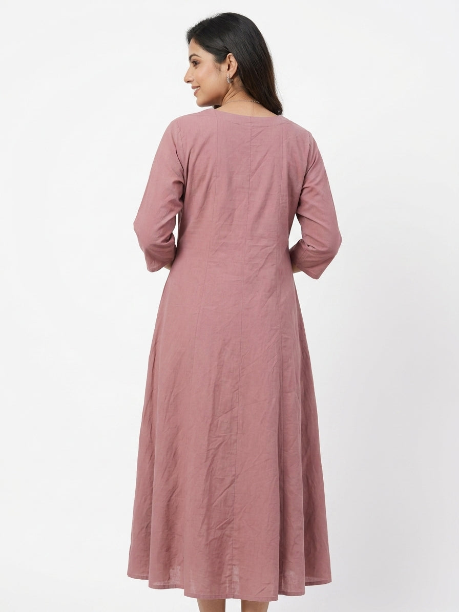 Mauve Solid Flared Kurti