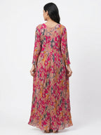 Women's Multi Floral Printed Flared Dress