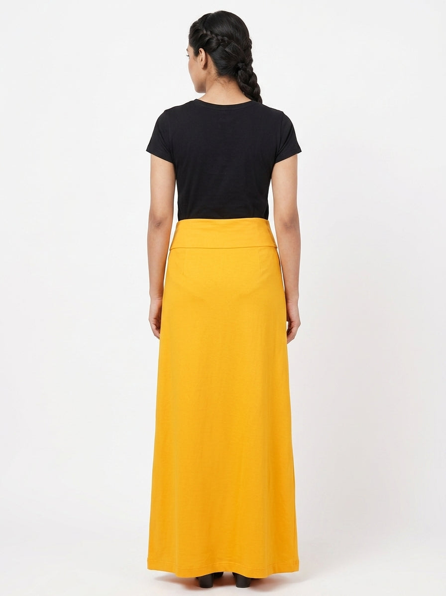 Women's Solid Yellow Straight Skirt