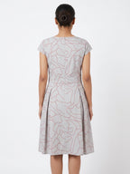 Grey Abstract Print A-line Dress