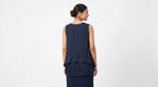 Dark Navy Pleated Sleeveless Top