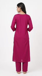Magenta Ethnic Print Straight Kurti