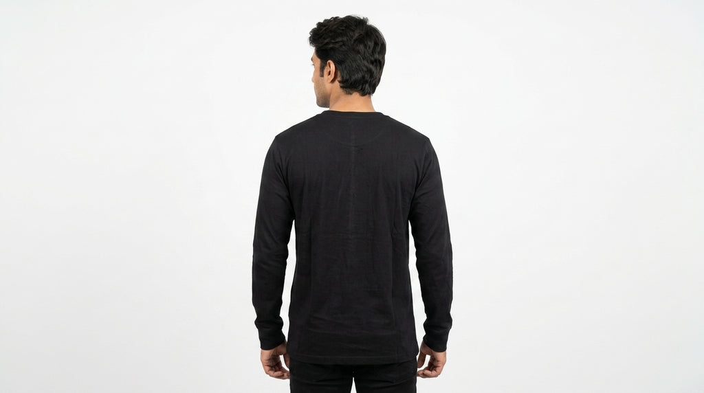 Men's Black Solid Full Sleeve T-shirt