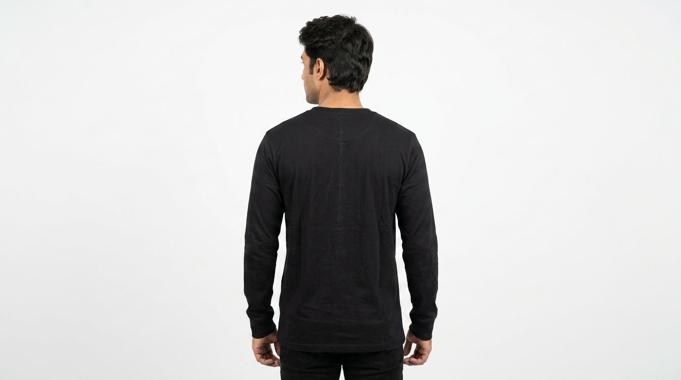 Men's Black Solid Full Sleeve T-shirt