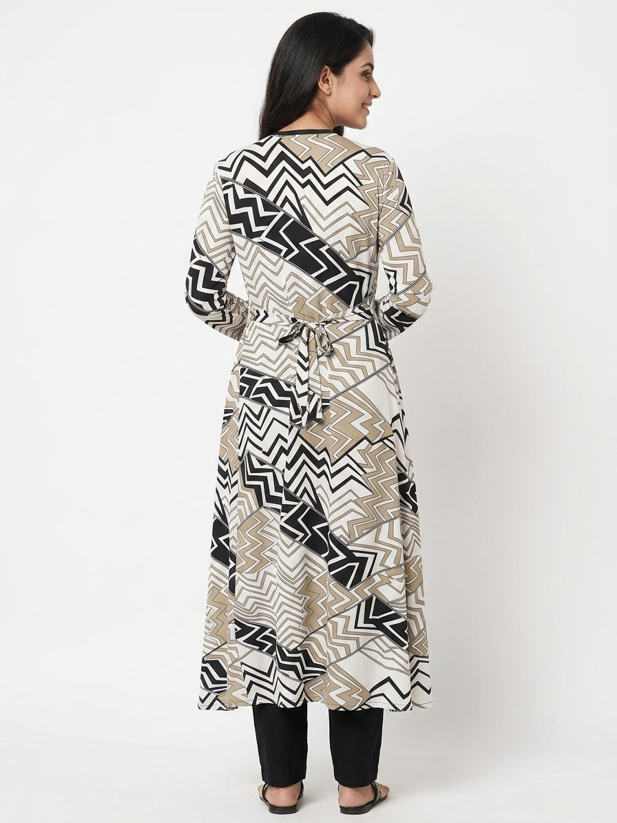 Multi Geometric Printed Open-Front Shrug