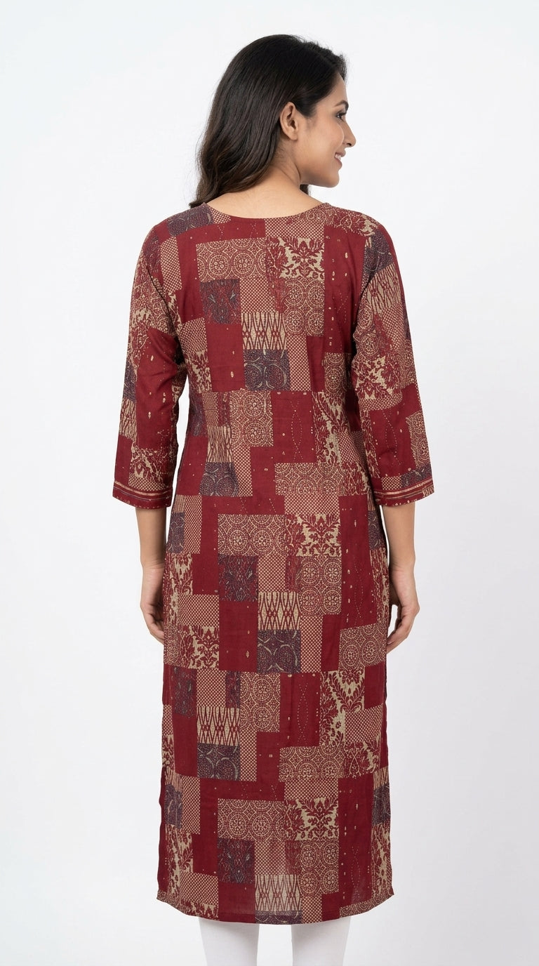 Women's Ethnic Print Rayon Kurti