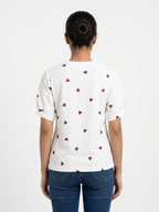 Women's White Watermelon Print Regular Fit T-Shirt