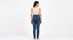 Women's Dark Blue High-Waist Slim Fit Jeans