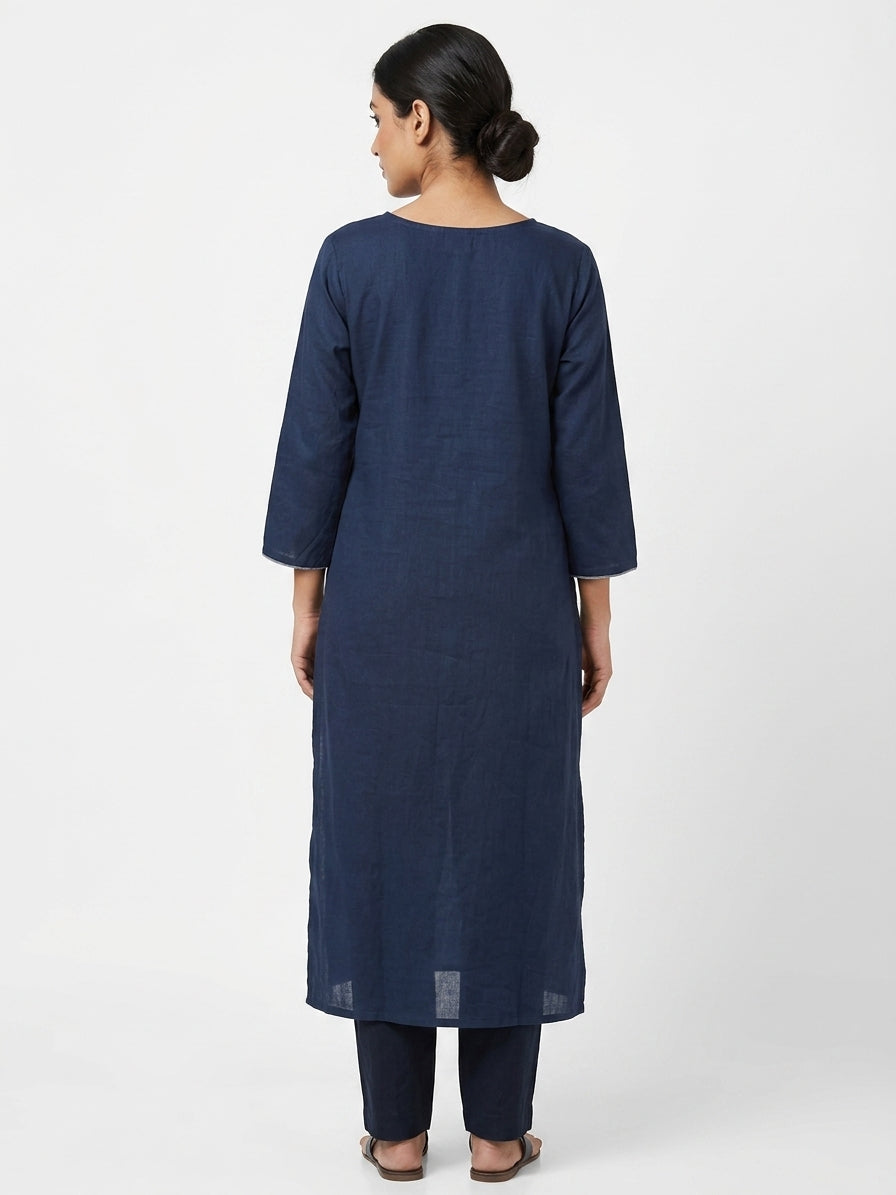 Navy Embellished Kurti for Women