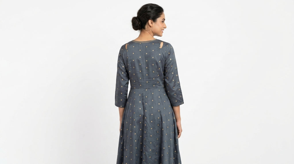 Women's Dark Grey Printed Viscose Kurti