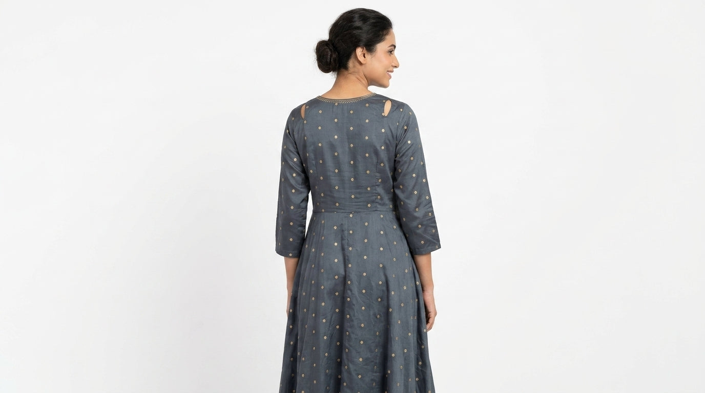 Women's Dark Grey Printed Viscose Kurti