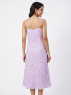 Women's Light Purple Printed A-line Midi Dress