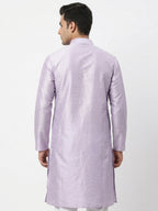 Men's Light Purple Solid Kurta with Embellished Buttons