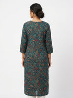 Green Ethnic Print Viscose Kurti