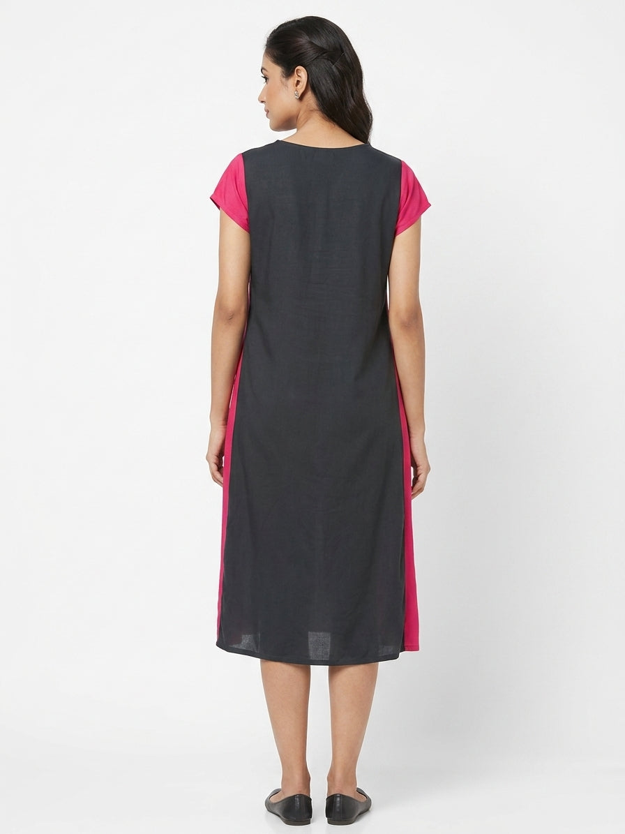 Magenta Ethnic Print Relaxed Fit Kurti