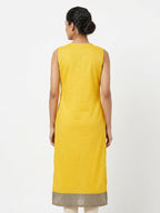Yellow Embellished Sleeveless Kurti