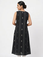 Women's Black Ethnic Print Sleeveless Dress