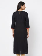 Black Ethnic Print V-Neck Kurti