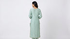 Sea Green Embellished Floral Viscose Kurti