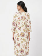 Women's Off White Floral Printed Kurti