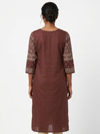 Brown Ethnic Print Straight Kurti