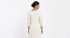 Off White Embellished Viscose Kurti with Ethnic Yoke Embroidery