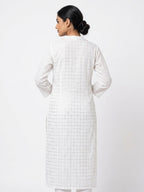 White Checkered Embellished Kurti
