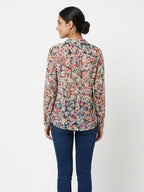 Women's Multi Floral Print Long Sleeve Blouse