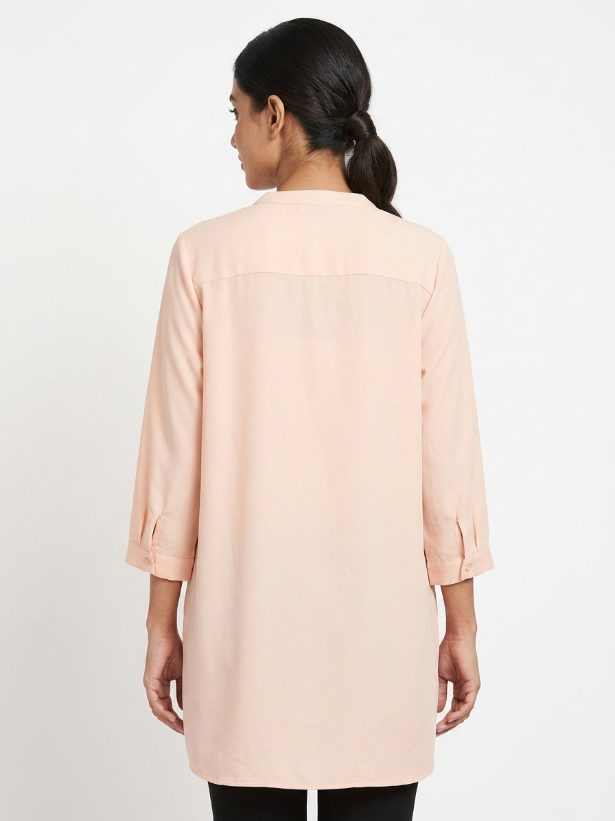 Peach Relaxed Fit Pleated Tunic Top