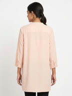 Peach Relaxed Fit Pleated Tunic Top