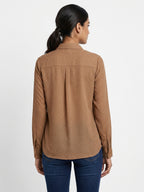 Brown Polka Dot Long Sleeve Top