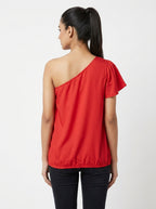 Women's Solid Red Relaxed Fit Top