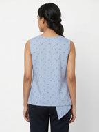 Light Blue Abstract Print Sleeveless Top